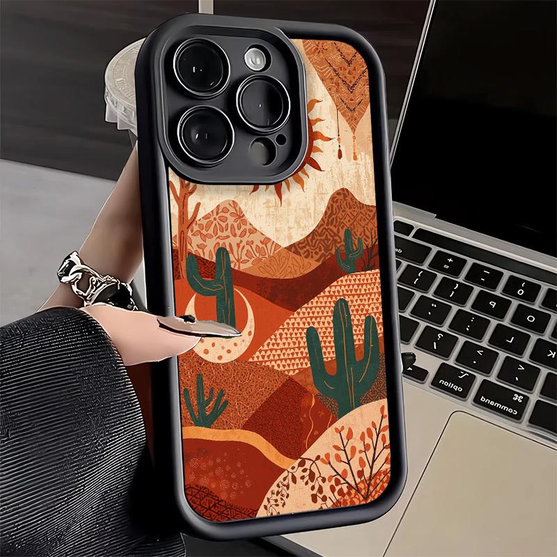 Cactus Pattern Phone Case for iPhone 16 17 Air 16E 15 Pro Max 14 Plus 13 12 Mini Capa Soft Shell Silicone Funda