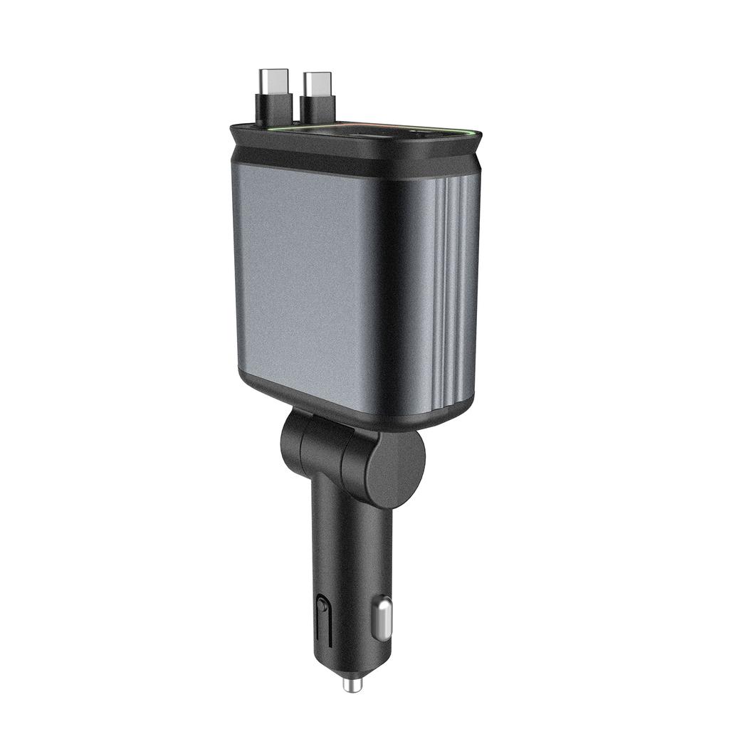 Car Charger 180 Degree Adjustable Car Charging Adapter with Star Projector Light Double USB C & USB A Fast Car Charger