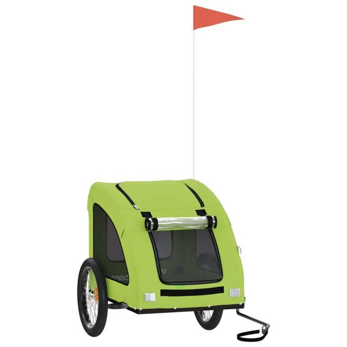 Remorque de vélo pour chien - VIDAXL - Vert - Tissu Oxford imperméable - Cadre en fer durable - 45 kg max