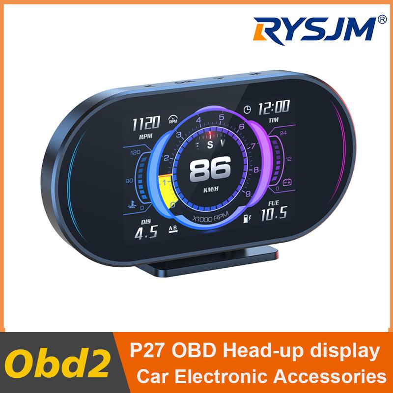 Auto Lcd Cluster OBD2 meter Multi Digital Head Up Display GPS Speed Water Temp Turbo Fuel Consumption Car Accessories HUD P27
