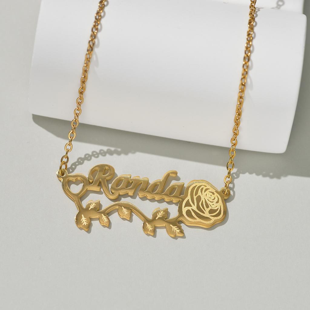 Atoztide Personalized Custom Name Necklace for Women Stainless Steel Nameplate Wing Heart Choker Cuban Chain Jewelry Gifts