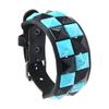 Studded Cuff Bracelet Double Row Square Studs Adjustable Closure PU Strap Punk Wrist Bangle for Concert Streetwear