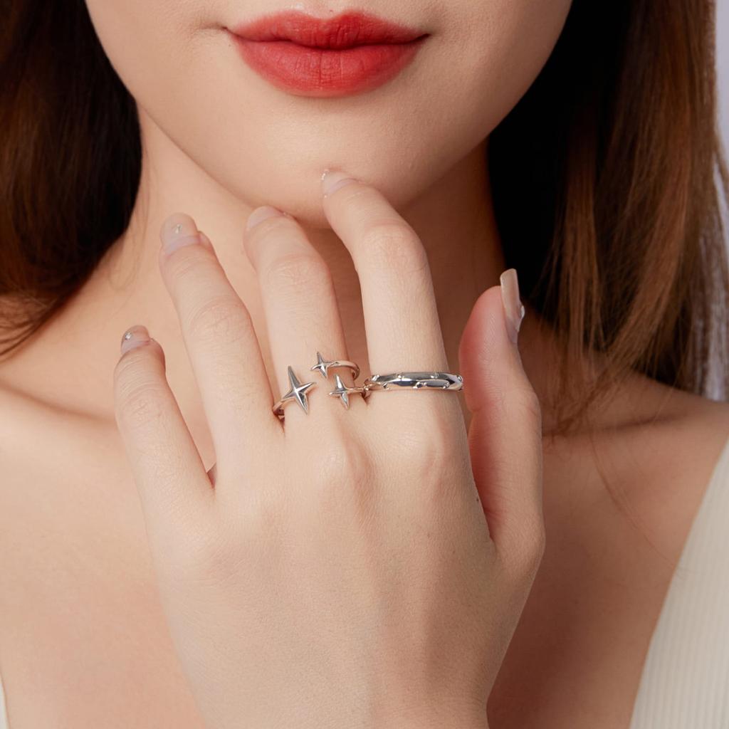 Silver universal ring THREE STARS silver 925