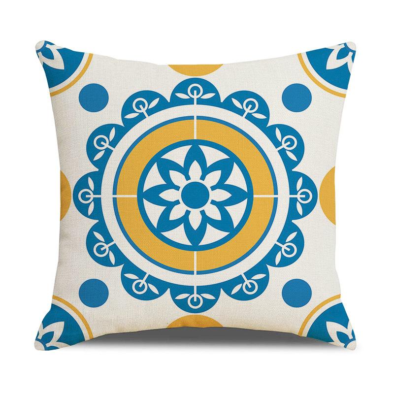 Nordic Yellow Ethnic Style Geometric Linen Cotton Linen Cushion Cover Sofa Car Interior Decoration Bedside Backrest Pillow Ins