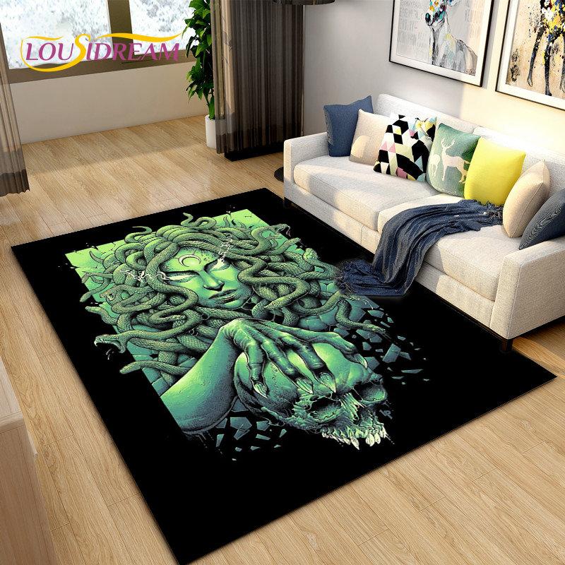3D Medusa Snake Gorgon Area Rug Large,Carpet Rug for Living Room Bedroom Sofa Doormat Decoration,kids Play Non-slip Floor Mat
