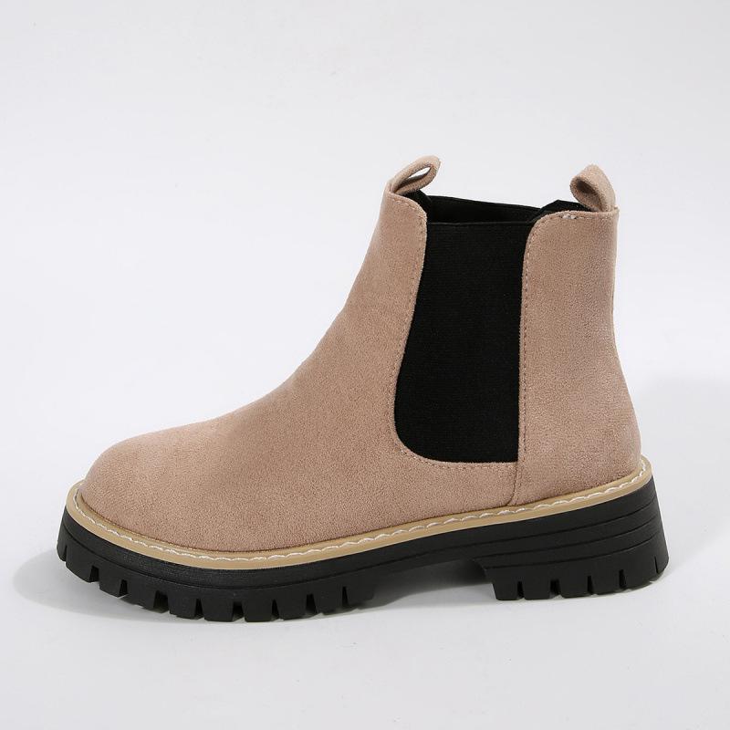 Martin boots new round head leather boots matte mid-top Chelsea boots casual boots