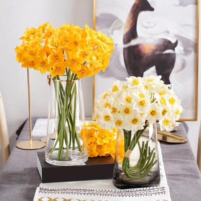 6Pcs/Bunch Artificial Daffodil Flower Realistic Fake Silk Flower Home Office Wedding Party Indoor Outdoor Faux Flower Plants Decoration