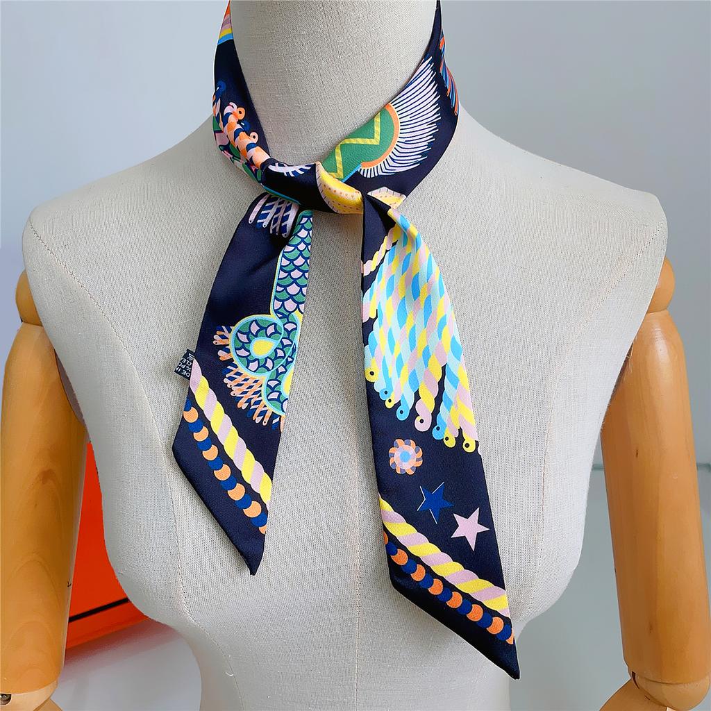 Brand Design Twill 100% Silk Scarf Luxury Fashion Scarf Women Foulard Skinny Bag Scarves New Hot Neckerchief Hair Headband