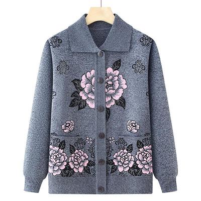 Cárdigan de punto de primavera-otoño de la abuela para mujeres de mediana edad y mayores