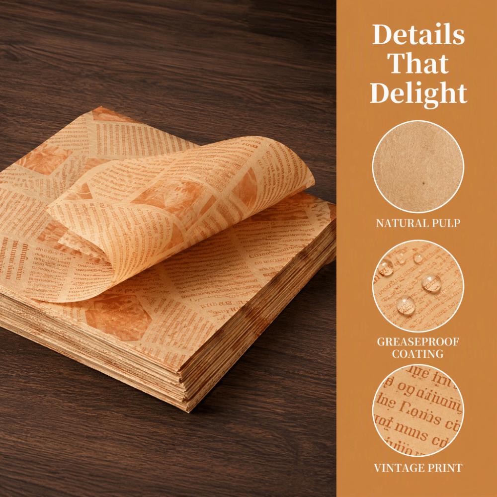 500PCS Paper Greaseproof Deli Paper Sheet Sandwich Wrapping Sheet Burgers Sandwiches French Fries