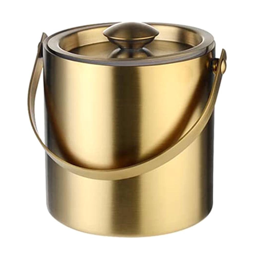 304 2L Stainless Steel Ice Bucket Portable Double Wall Insulated With Lid Hotel Wine Champagne Whiskey Beverage Beer Tools