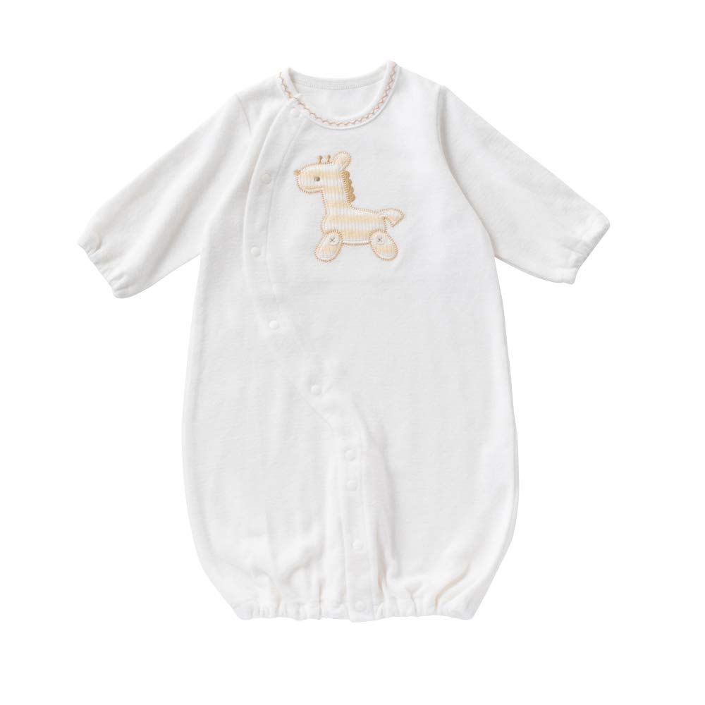 De Scrambled Brushed All Snap Newborn Baby Cotton Made In Japan [Cream Coco] Two-Way [Crotch Replacement/2way] 100% [Autumn/Winter Material] 50-70cm