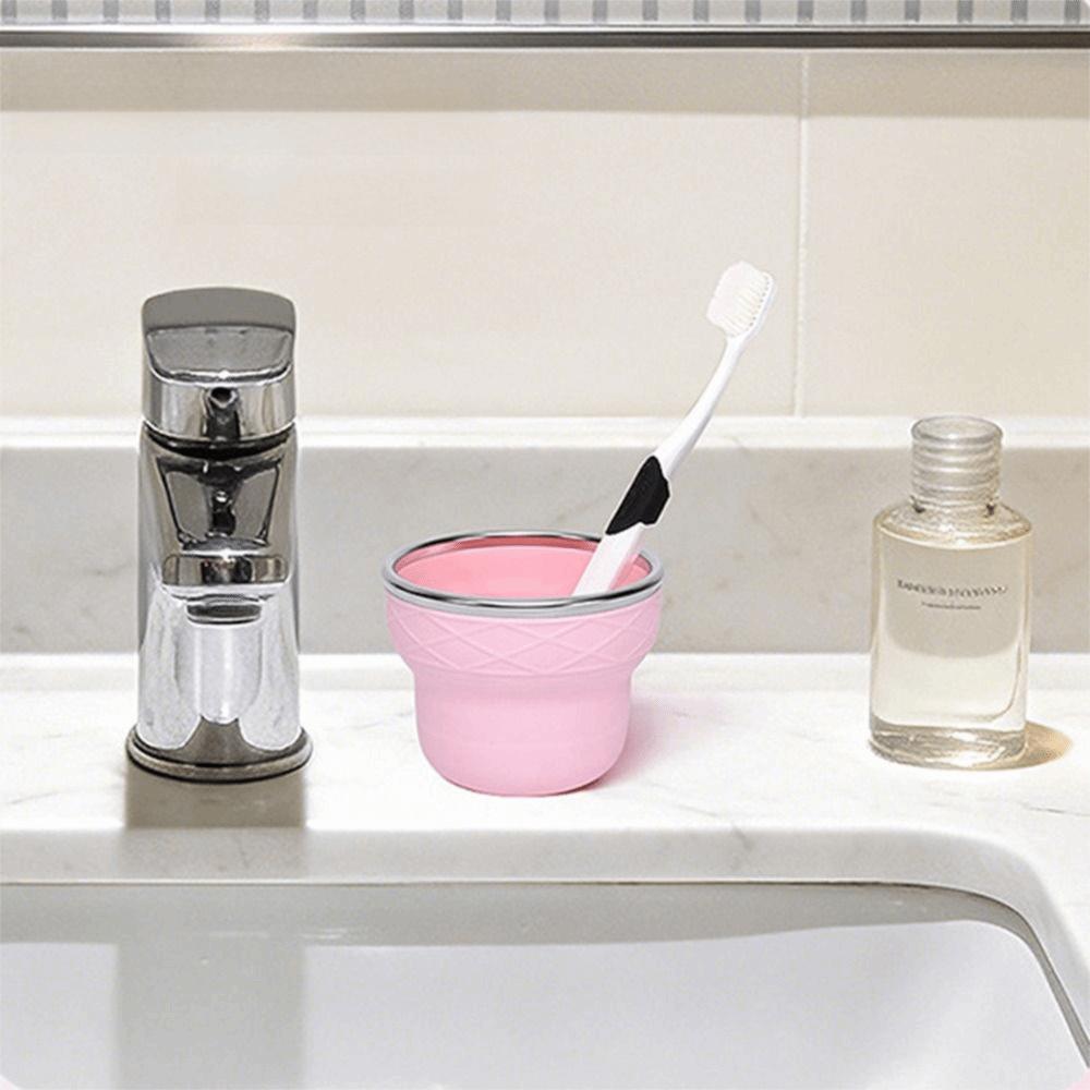 200ml Capacity Portable Folding Cup Easy To Clean With Lid Foldable Drinking Cup Heat-resistant with Lanyard