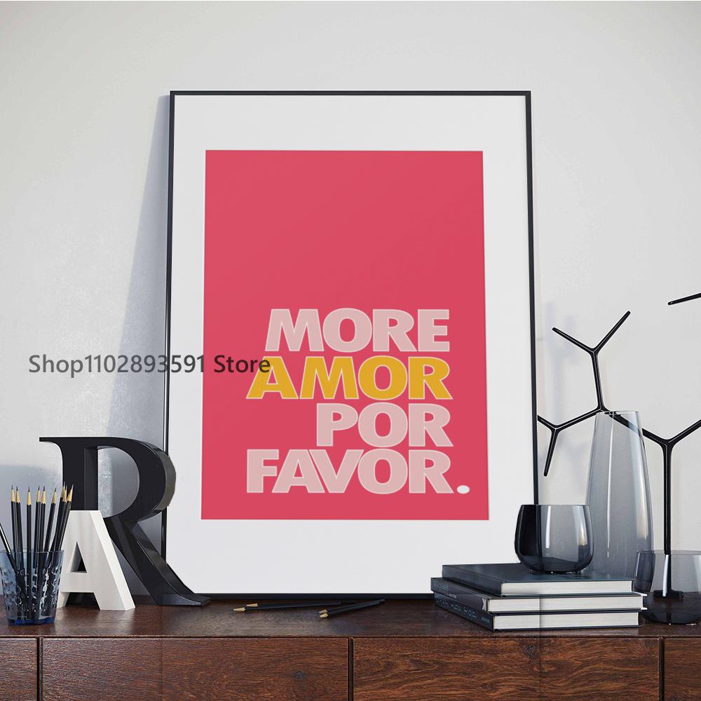 1pc Maximalist Sunshine More Amor Yellow Love Quote Poster Paper Print Home Bedroom Entrance Bar Cafe Art Painting Decoration