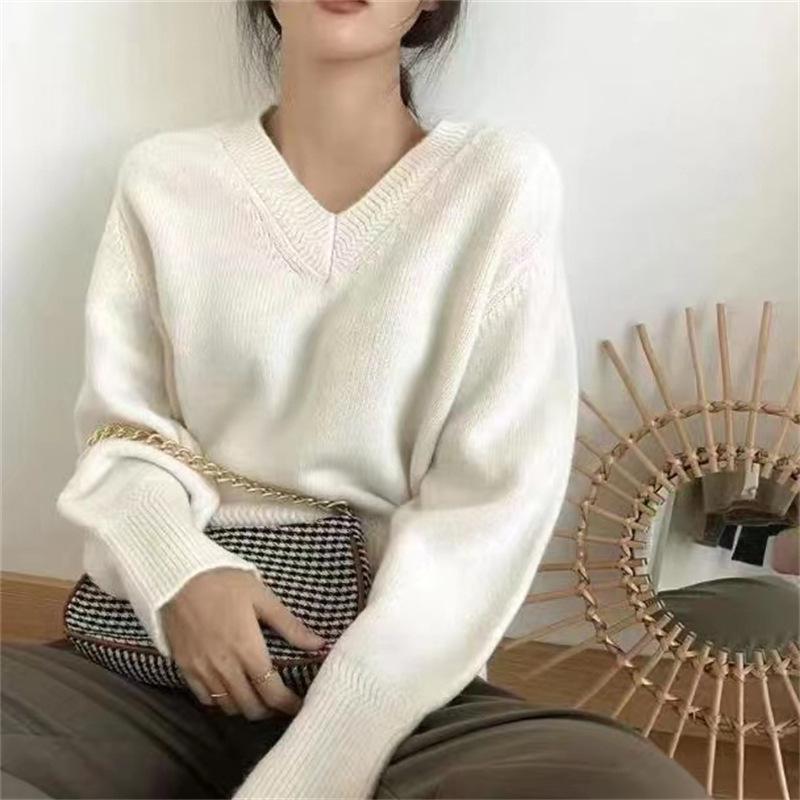 Women's 2023 Retro V-Neck Sweater: Autumn/Winter Loose Knit Pullover In Soft, Cozy Style
