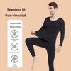 Men's Seamless Thermal Fleece Base Layer Set - Round Neck Shirt and Pants for Casual Wear