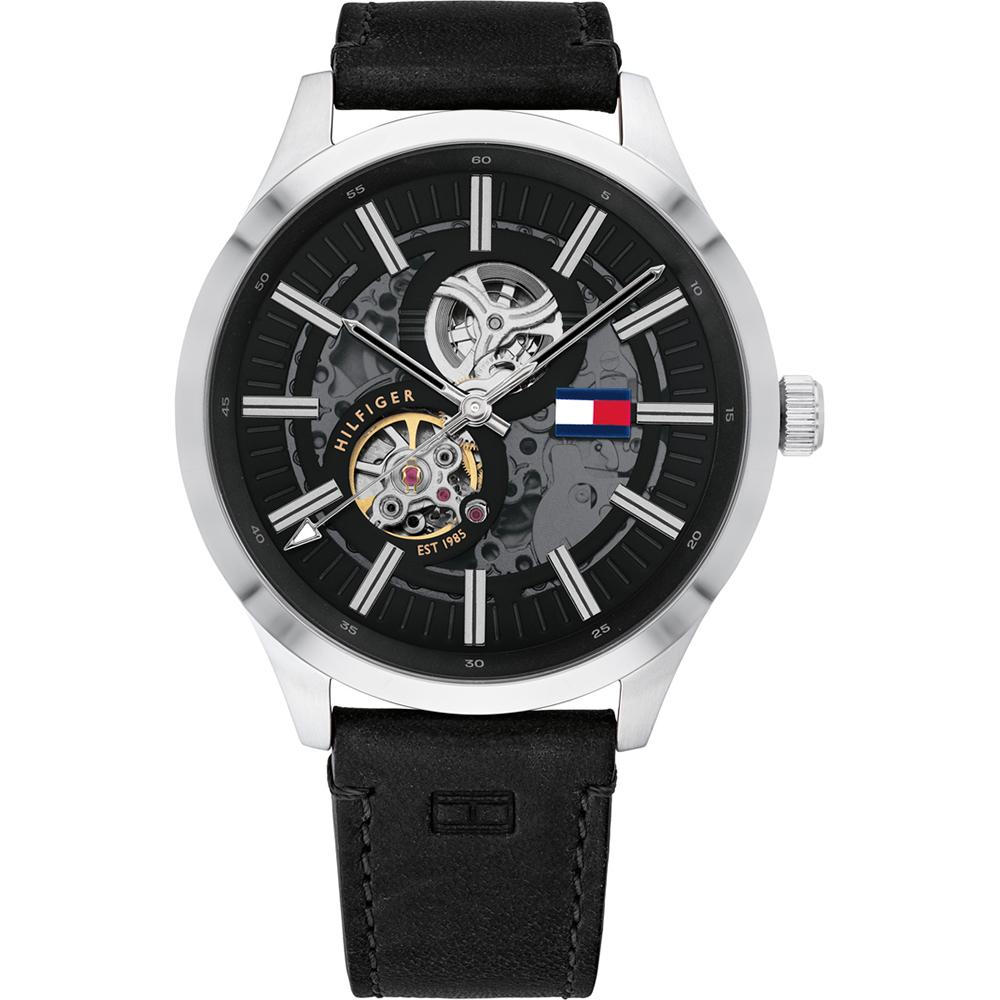 

Tommy Hilfiger Spencer Black Dial Black Leather Strap Men s Mechanical Automatic Watch 1791641 чёрный