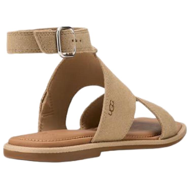 UGG Delray Skórzane Sandały Klapki Vintage z Odkrytymi Palcami Damskie Brązowe 1167453-MDSD