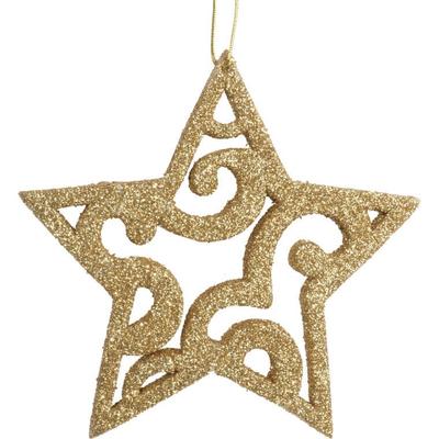 Gold Openwork Glitter Star - Decorative Pendant