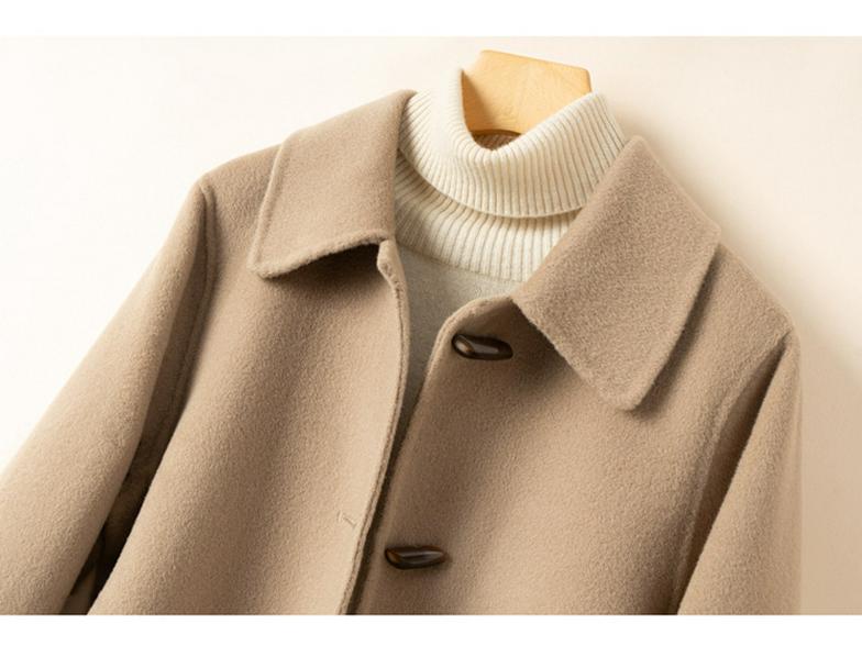 Women's Double-Faced Wool Cashmere Lapel Coat - 2025 Autumn/Winter Petite Edition