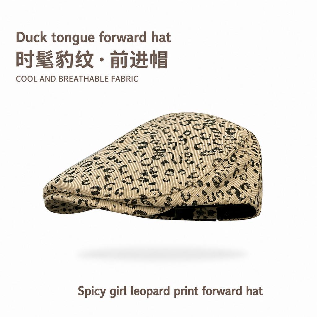 Suede retro duck tongue forward hat autumn and winter American versatile duck tongue beret shows a small face and wears a painter hat