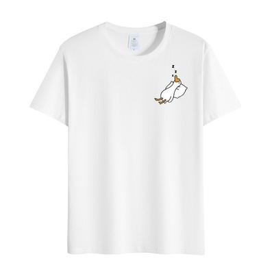 Fashion Summer Men's Short Sleeve Cotton T-shirt White Tops Printed Streetwear Summer T-shirt Clothing