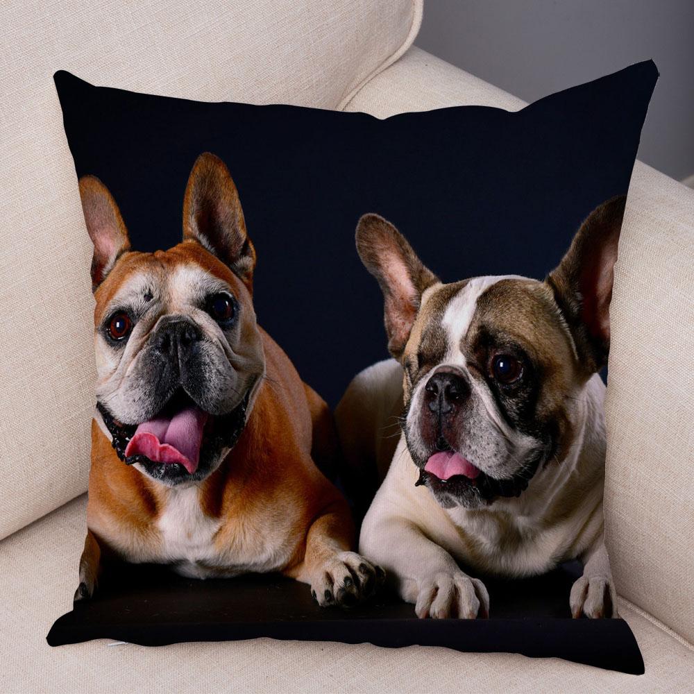Cute Pet Mini French Bulldog Pillowcase Home Sofa Car Decoration Animal Dog Cushion Cover Printed