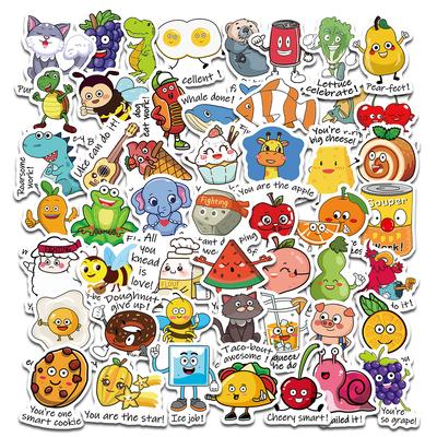 50 Homophonic Terrier Stickers Temu English Pun Fun Reward Kids Cute Student Stickers