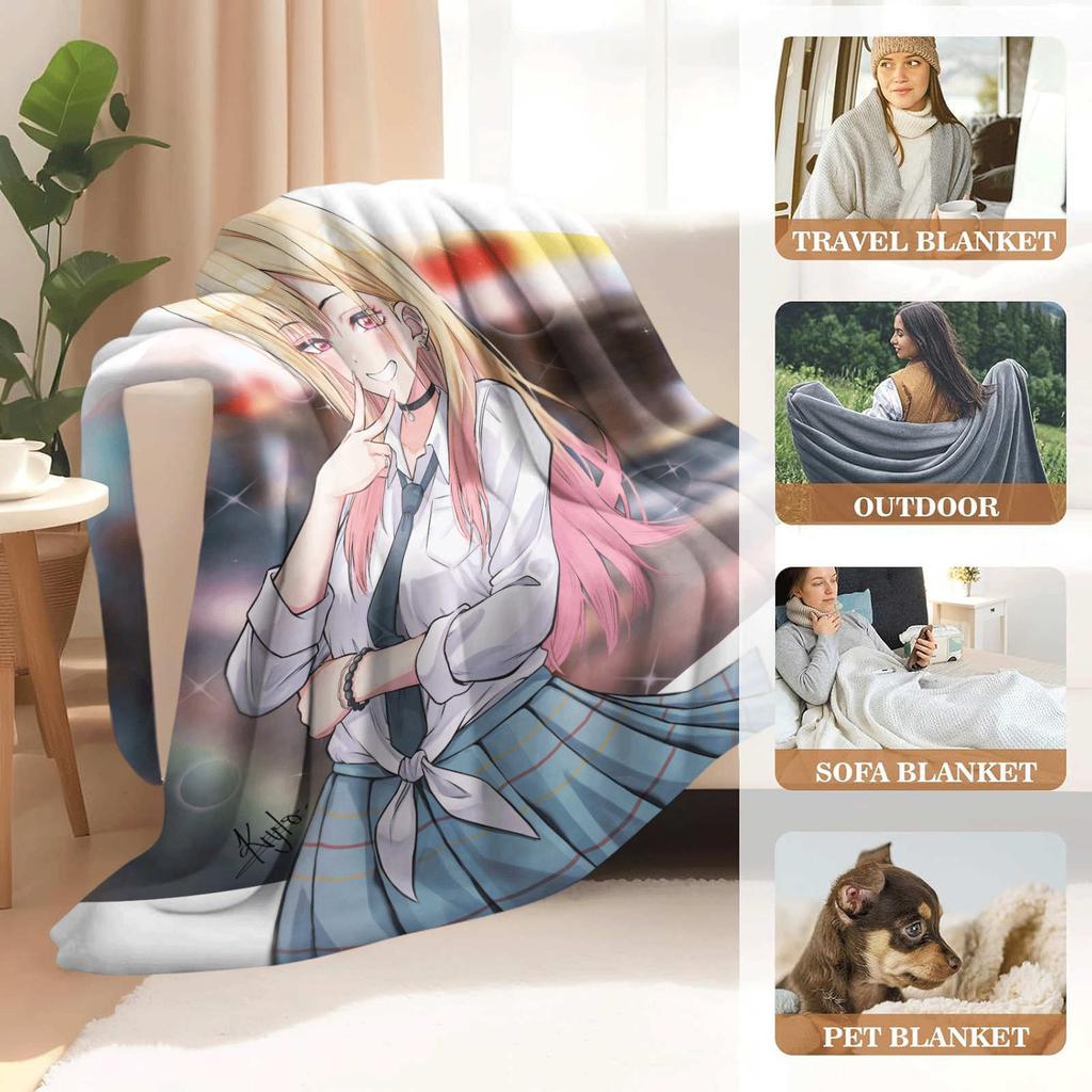 Cartoon Kitagawa Marin Furina Flannel Blanket Cover Warmth Soft Anime Blanket Multifunctional Decor Home Universal Blankets