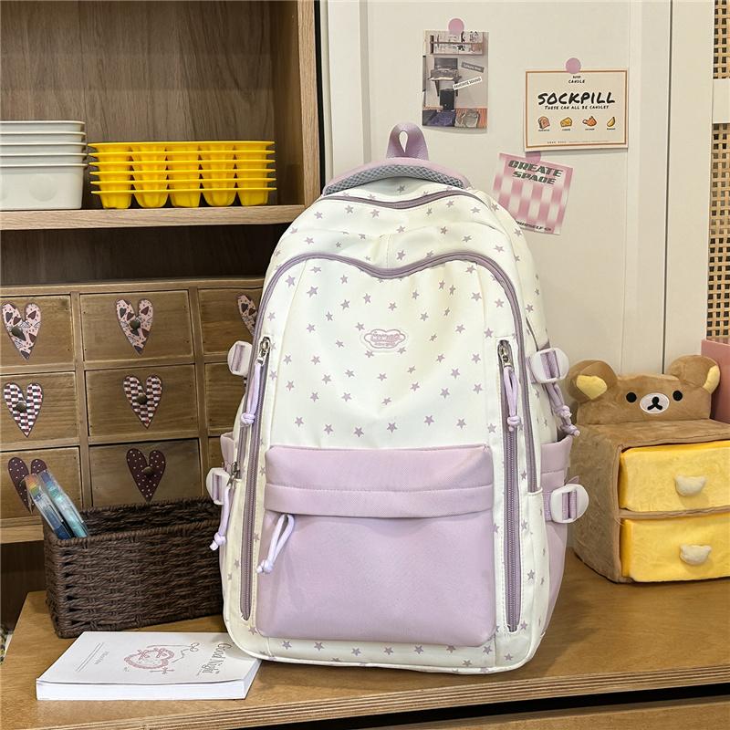 Color Block Women's Backpack Student's Lightweight Commuter Schoolbag