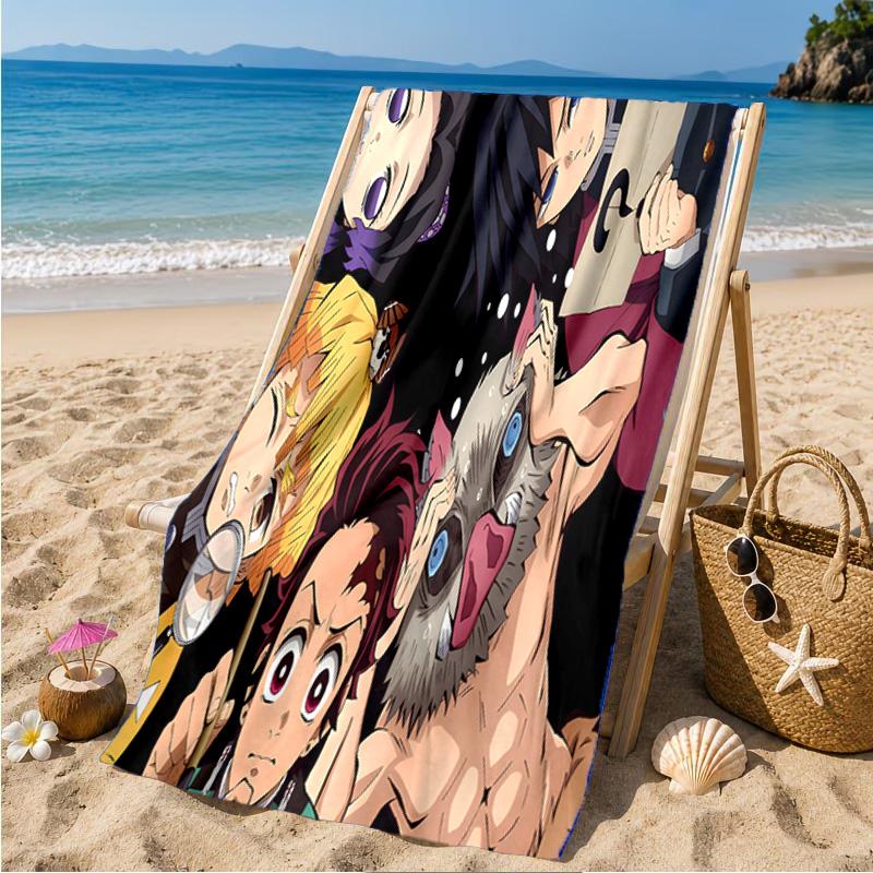 Demon Anime Group Beach Towel Microfiber Beach Towel, Lightweight and Quick-Dry, for Summer Travel, Swimming Pool Fan Birthday Gift