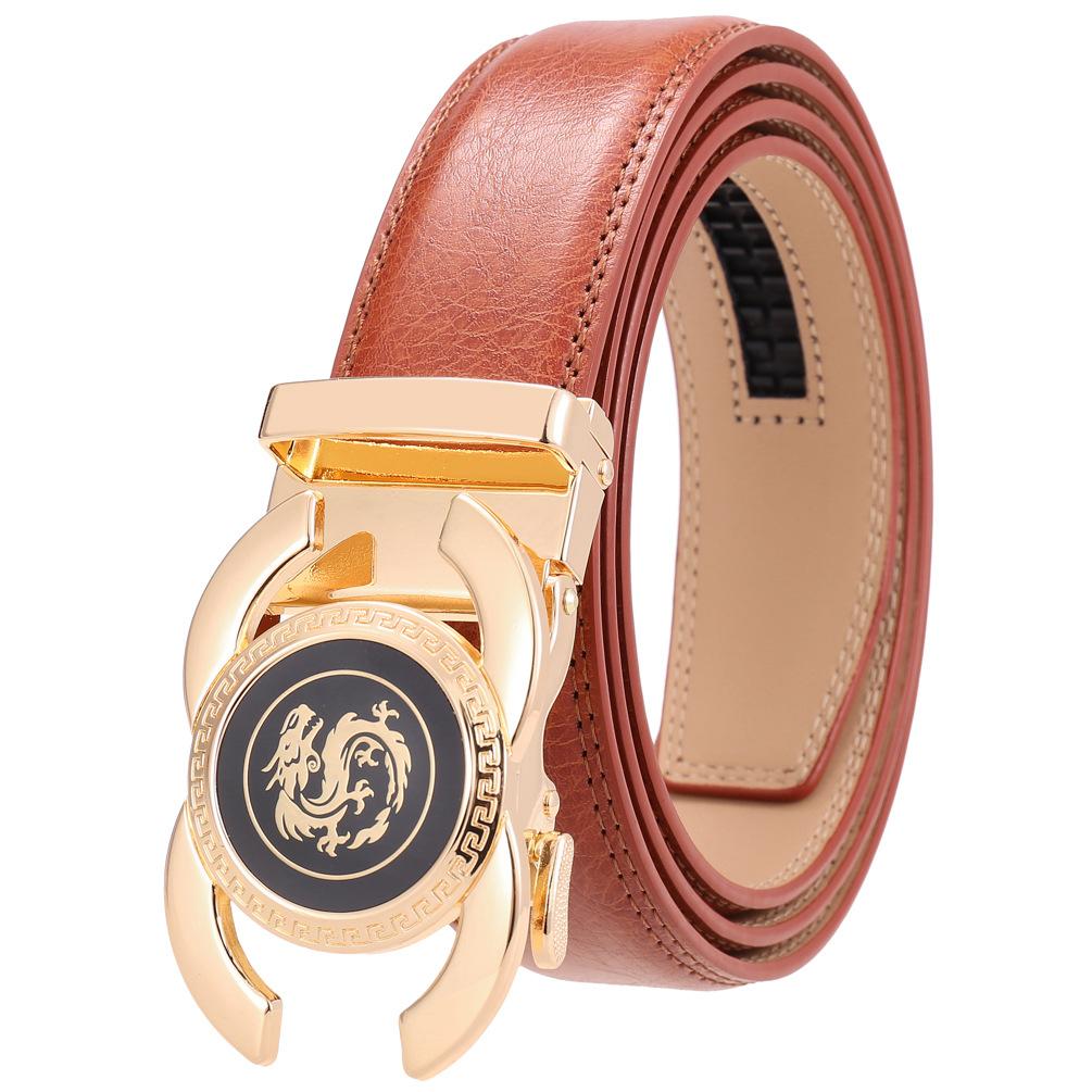 

1 шт. Модный трендовый мужской ремень с автоматической пряжкой, универсальный ремень с пряжкой из сплава, двухслойный ремень из коровьей кожи Ly36-33539-1 110-130