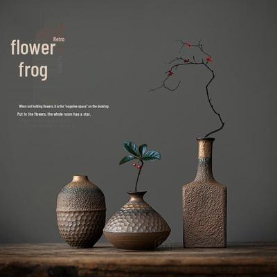 Zen-Inspired Retro Chinese Pottery Vase for Dried Flowers, Tea Room, or Living Room Decor
