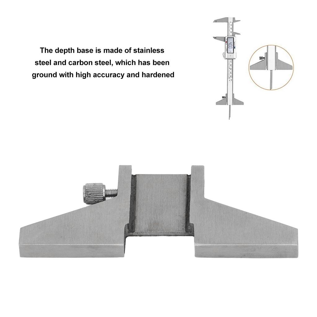 Caliper Depth Base Stainless Steel Screw Knob High Accuracy Grinding Quenched Depth Base Attachment for Measuring