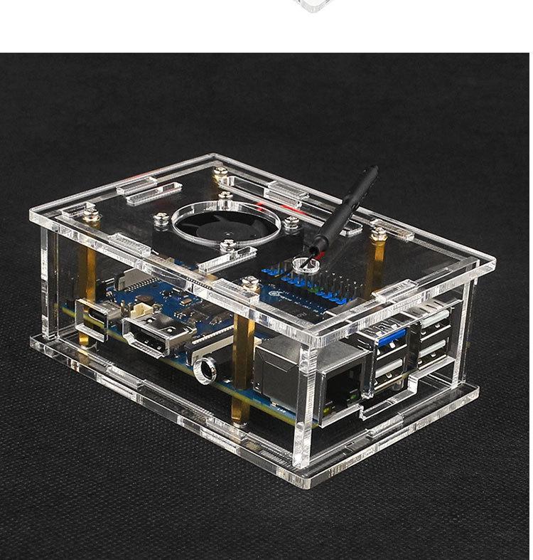 Orange Pi 3B Acrylic Case with Fan & Aluminum Heatsink
