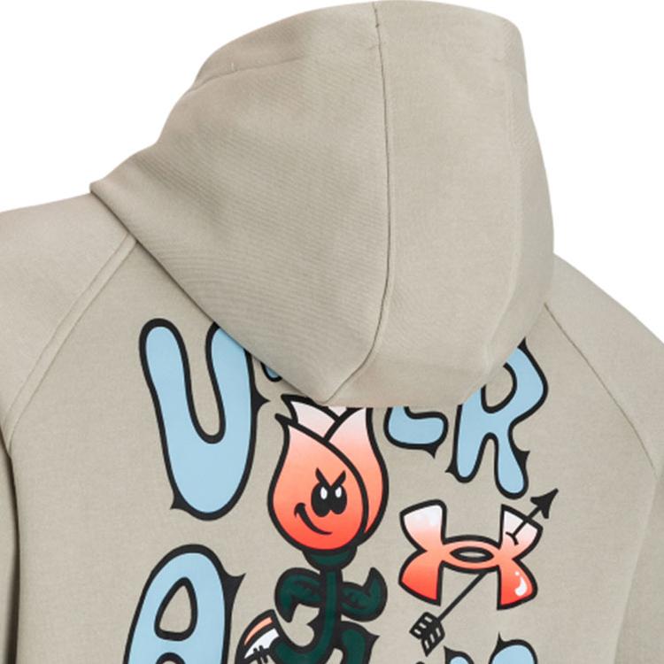 Under Armour Rose Letter Print Heavyweight Cotton Training Hoodie Men Hoodies Brown 1379688-289