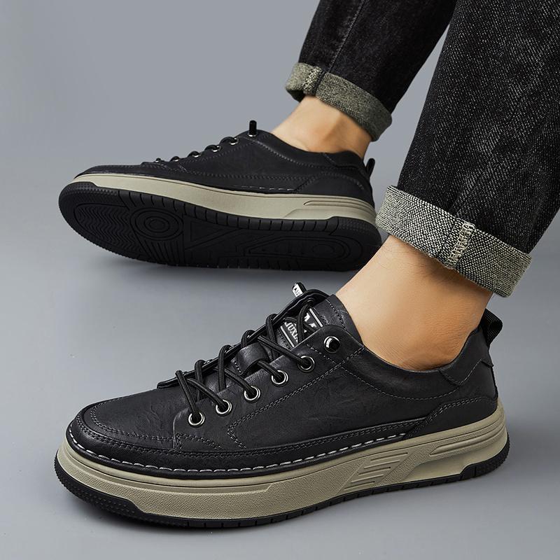 Mode Herbst und Winter Herren Freizeitlederschuhe Mode Business Echtes Leder Laufschuhe Outdoor Rutschfest Schnürschuhe Oxford Schuhe