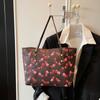 Cherry Print Large Capacity Casual Commute Women Single Shoulder Tote Bag