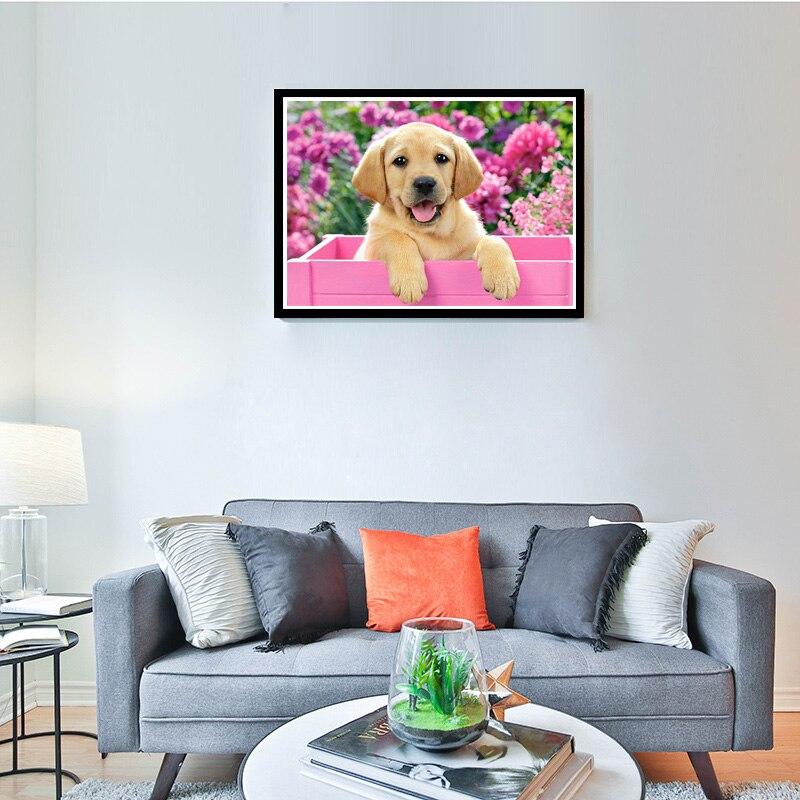 DIY pies 5D diamentowe malowanie w pełni z okrągłych wierteł haft diamentowy ze zwierzętami mozaika Rhinestone ścieg krzyżykowy ozdoby do dekoracji wnętrz prezent