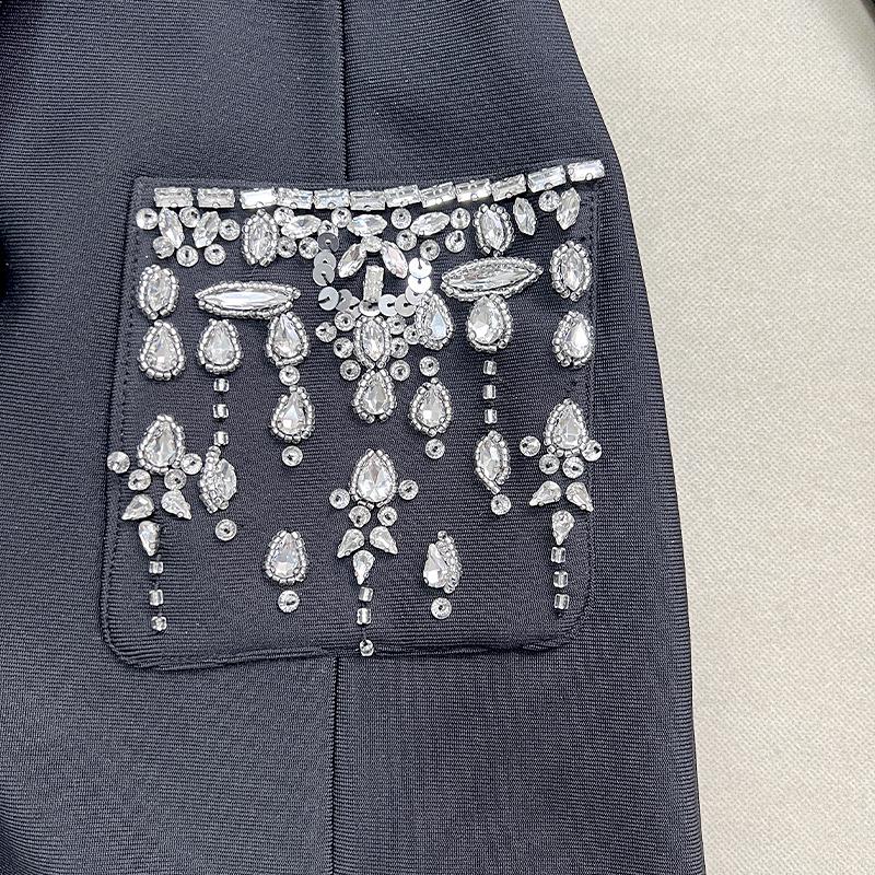 2025 Glamorous Beaded Rhinestone Suit Collar Bandage Long Evening Dress