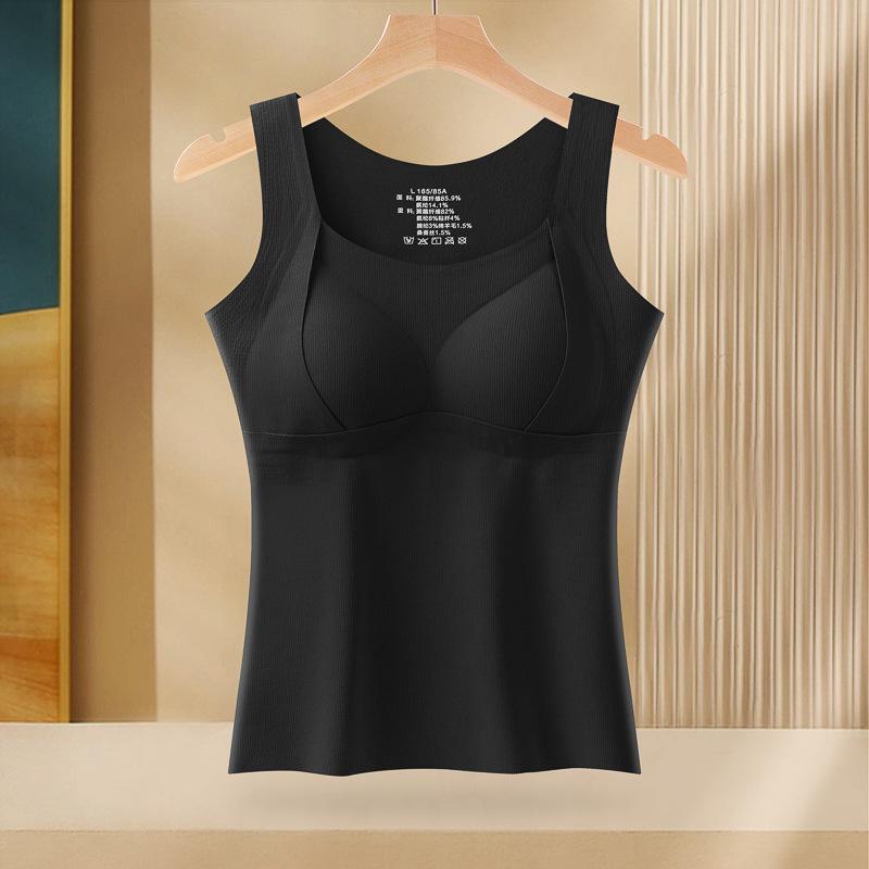 Women's Wool Silk Warm Vest with Chest Pad - No-Wear Style for Autumn/Winter, Thickened Base Layer, Outer/Inner Wear.