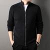 Spring And Autumn Men'S Stand-Collar Long Zipper Knit Cardigan, Solid Color Casual Versatile Sweater Jacket, Knit Cardigan For Men
