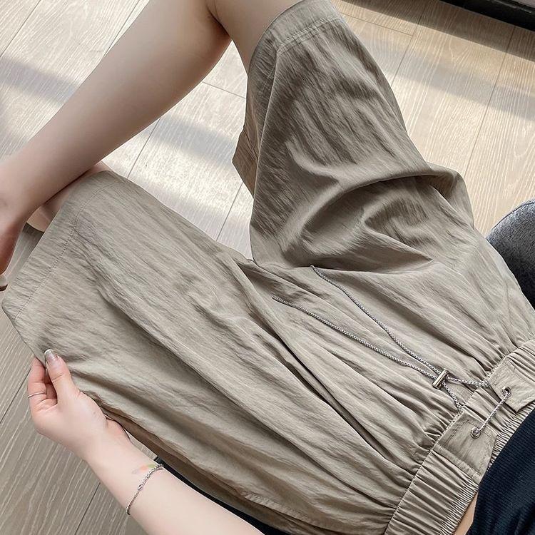 

Жіночі п ятиточкові штани з крижаного шовку, бавовни та льону на літо, тонкі, з високою посадкою, на кулісці, універсальні, повсякденні, спортивні шорти з широкими штанинами для жінок XL