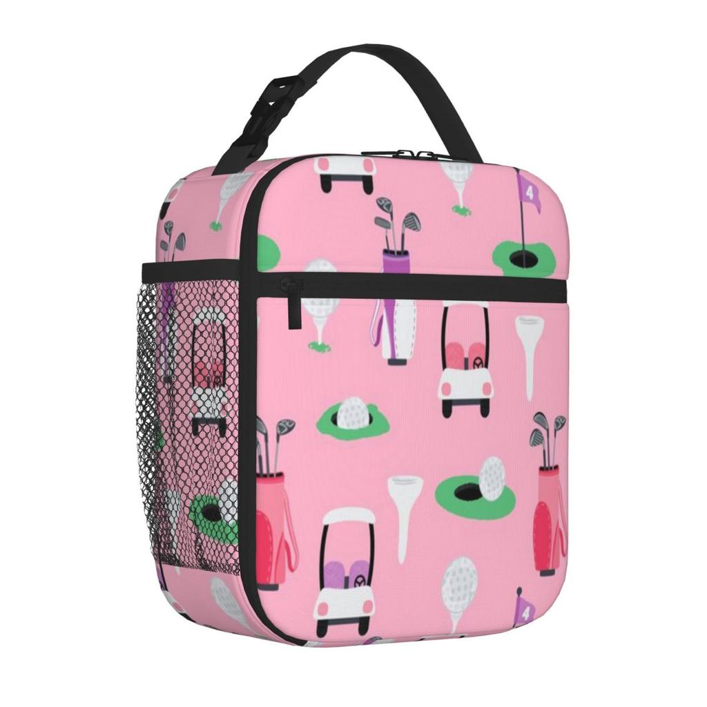 Bestselling On The Golf Course On Pink Waterproof Surface Compact Lunch Bag Daily Snack Storage Outdoor Lunch Bag