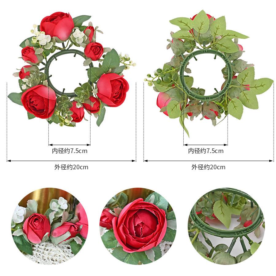 Candle Wreath Peony Wreath Valentine'S Day Rose Table Party Decoration Candlestick Wreath