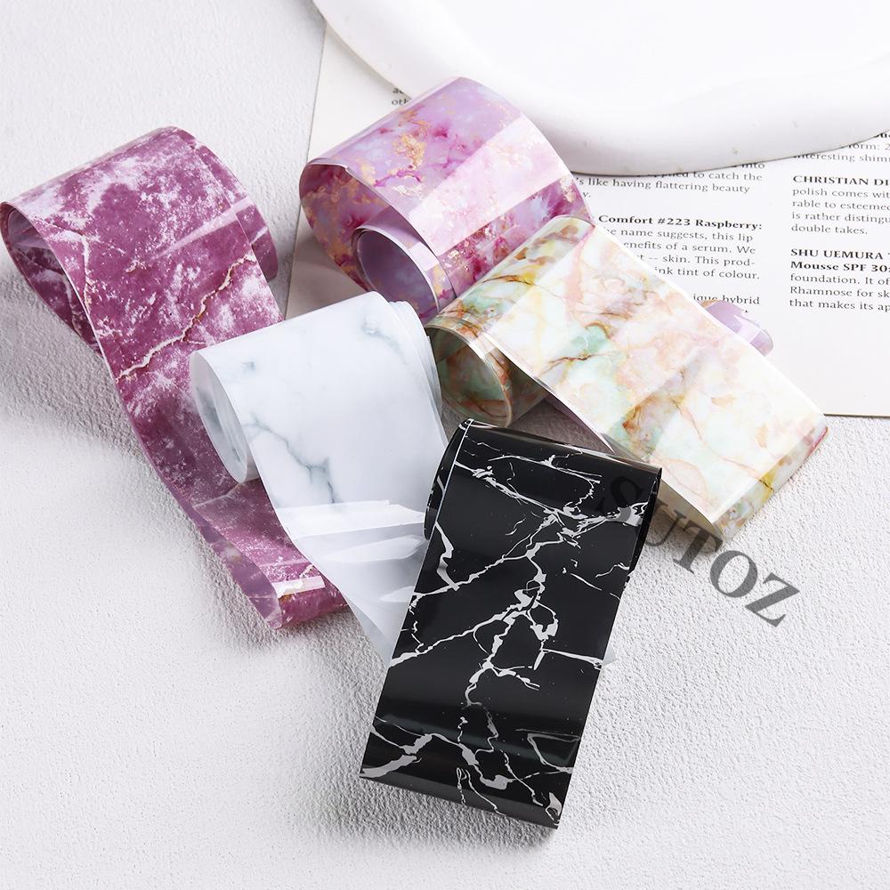 2026 Gradient Marble Stone Pattern Nail Art with Starry Sky and Retro Light Luxury Design