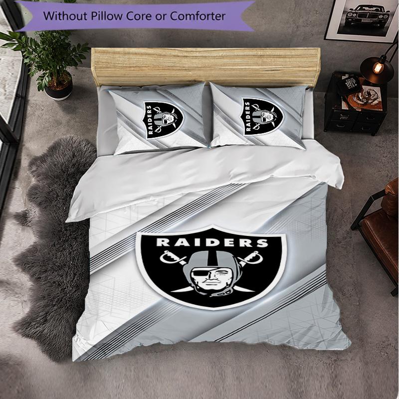 Set Biancheria da Letto 3 Pezzi in Microfibra con Motivo Las Vegas Raiders Decorazione Copripiumino per Camera da Letto Uso Domestico