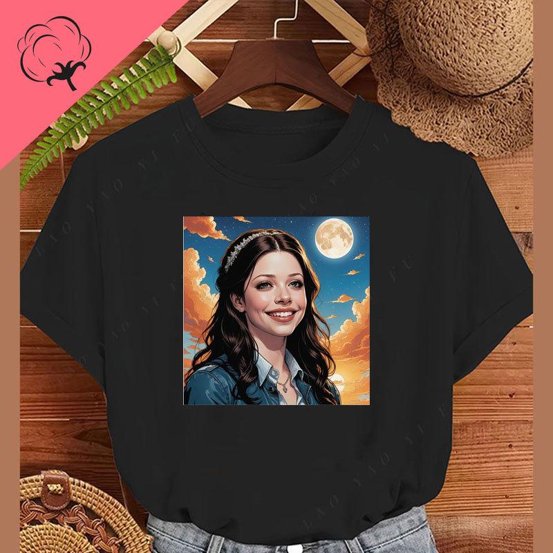 T-Shirts Michelle Trachtenberg T-Shirt Rundhalsausschnitt Kurzarm Baumwolle Grafik-T-Shirts Vintage Beliebtes T-Shirt