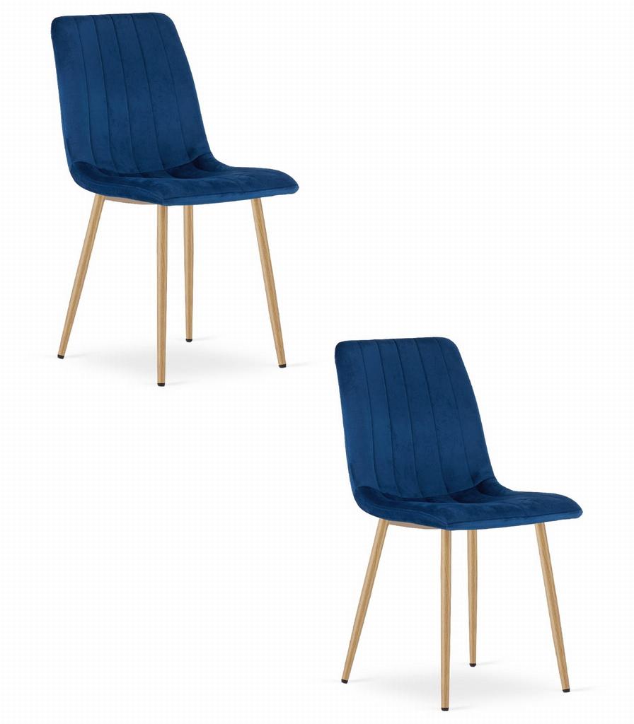 LAVA chair - navy blue velvet / wood-colored legs x 2