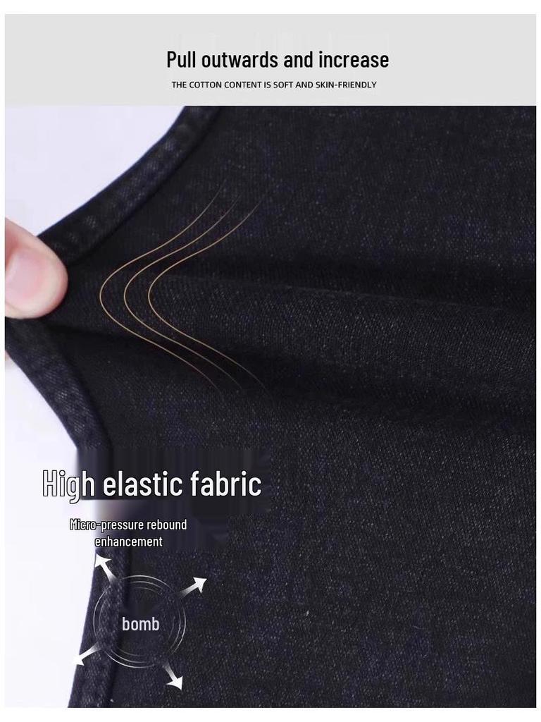 Women's High Waist Tummy Control Velvet Base Layer Pants - 2026 New Style Slim Leg Denim-Look Yoga Pants, Plus Size for Spring and Autumn.